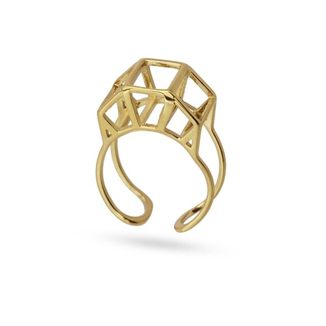 Women's Ring Geometric Anartxy AAN852 Steel 316L-Gold Plating IP
