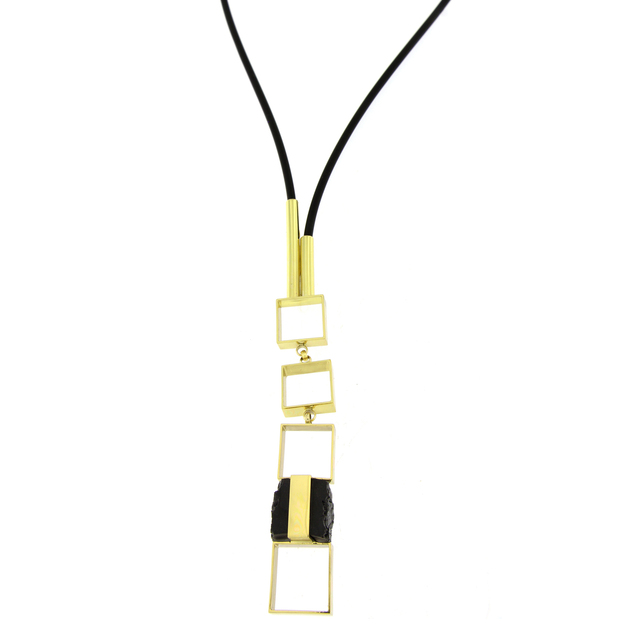 Women's Handmade Long Necklace Magma | GK1534 Kalliope Brass-Cast Resin