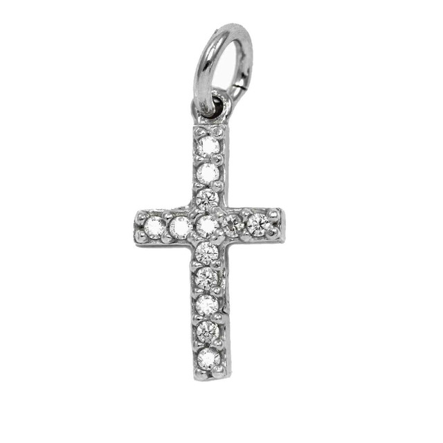 Cross Pendant 12X7mm Silver 925 With White Zircons 105102397.700