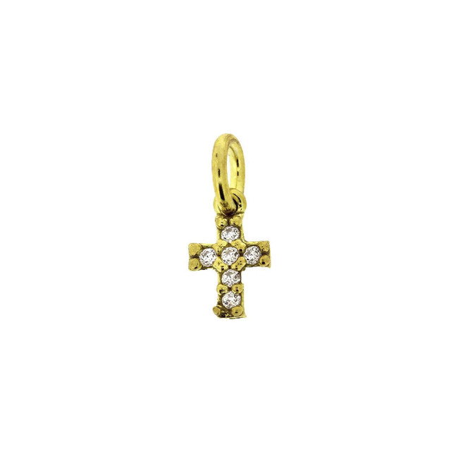 Cross White Zircon 5X8mm Silver 925- Gold Plated 105101713.100