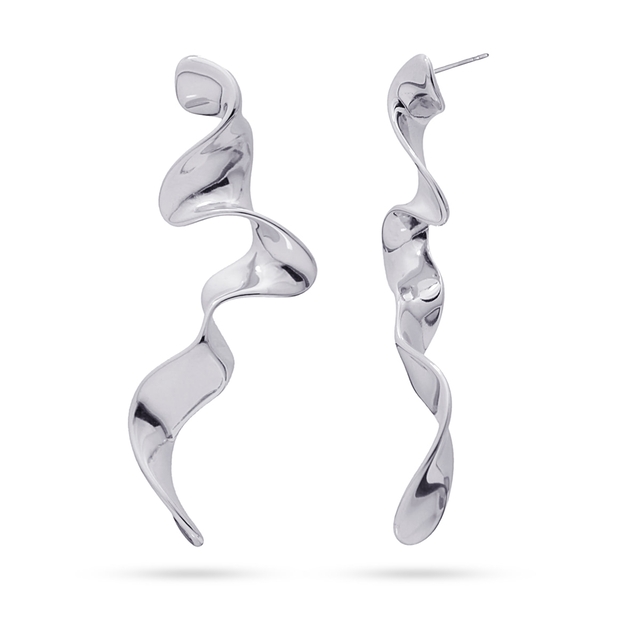 Women's Long Earrings Waves CPE918PL Anartxy Steel 316L