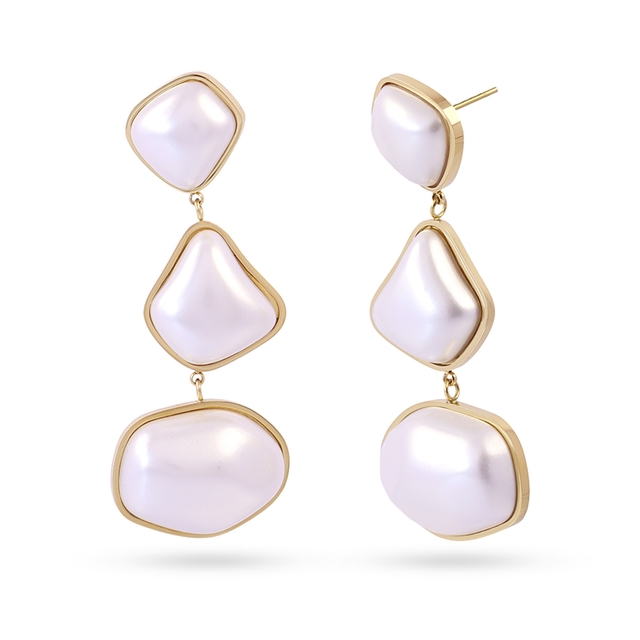 Γυναικεία Μακριά Σκουλαρίκια Whim Shella DPE294 Anartxy Ατσάλινα-Επιχρύσωση IP Και Πέρλες