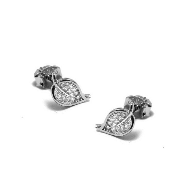 Women's Earrings Small Leaf Silver 925 Zircon 103101584.700