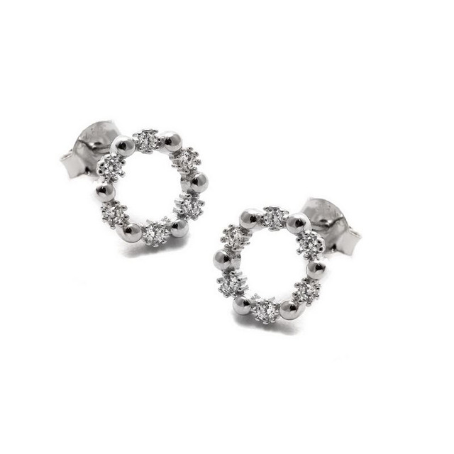 Women's Earrings Small Circle Silver 925 Zircon 103101946