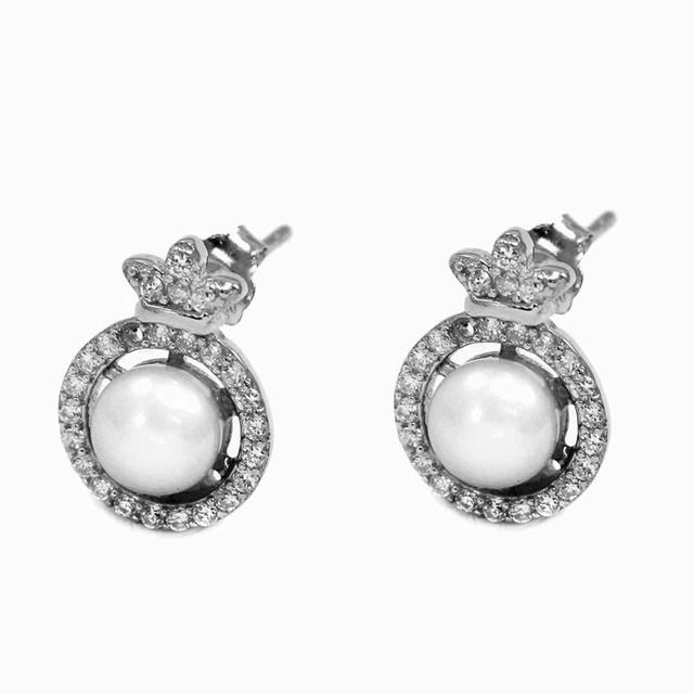 Women's Earrings Rosette Silver 925 Pearl-Zircon 103100961
