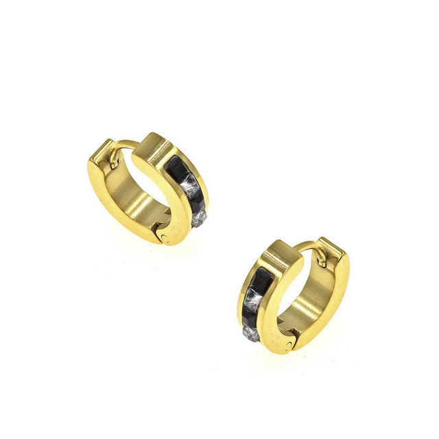 Women's hoop earrings-crystals steel 316L gold IP 303101027.100