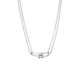 Women's Necklace Links 01L03-00555 Loisir Steel With Double Chain and Element