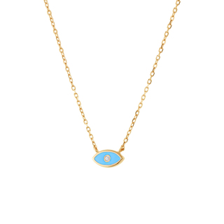 Women's Necklace The Minis 01L05-01566 Loisir Silver Gold Plated With Light Blue Enamel Eye And White Zircon