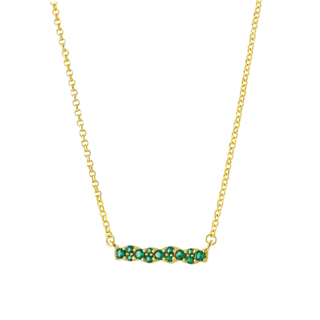 Women's Necklace Cosmic  01L05-01579 Loisir Silver Gold Plated With Row Of Green Zirconia 
