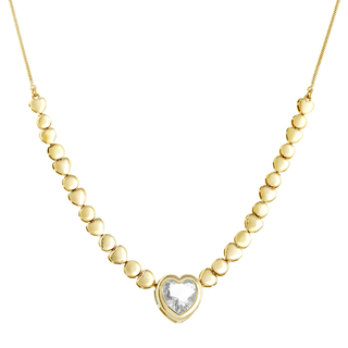 Women's Necklace Kiss 01L15-01220 Loisir Metal Gold Plated With Heart And White Zircon