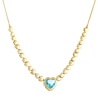 Women's Necklace Kiss 01L15-01222 Loisir Metal Gold Plated With Heart And Aqua Zircon