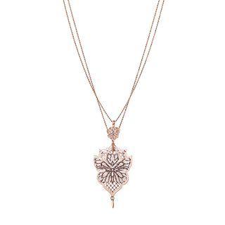 Women's Chakra Loisir Necklace 01L15-01248 Metallic Rose Gold With Butterfly Design