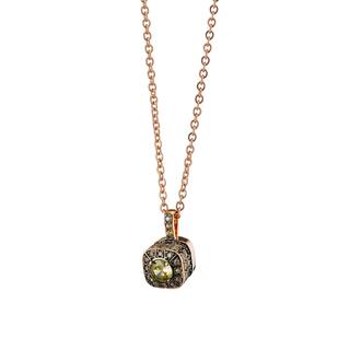 Women's Necklace Candy Bis 01L15-01630 Loisir Brass Rose Gold IP With Olive Zircons