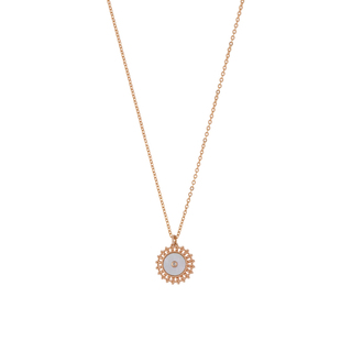 Women's Necklace Pretty 01L15-01658 Loisir Bronze-Rose Gold Plated With Mop Element White Zirconia 