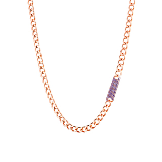 Women's Necklace Emily 01L15-01677 Loisir Brass-Rose Gold Plating With Purple Zircons