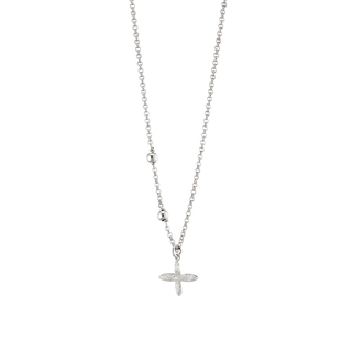 Women's Necklace Princess Loisir01L15-01690 Bronze-Platinum Plated With Cross And Silver Glitter