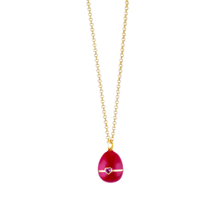 Women's Necklace Dreams 01L15-01793 Loisir Brass Gold Plated, Ruby Enamel And Heart