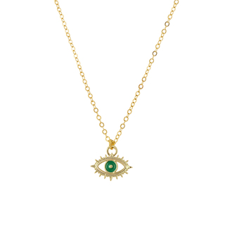Women's Necklace Look At Me 01L15-01798 Loisir Brass Gold Plated With Green Eye