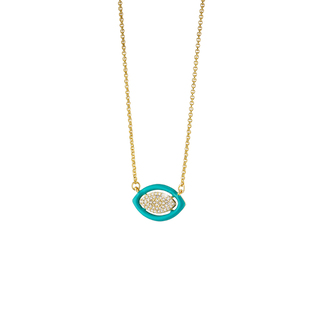 Women's Necklace Beauty 01L15-01807 LOISIR Bronze Gold Plated Eye With White Zircons And Petrol Enamel