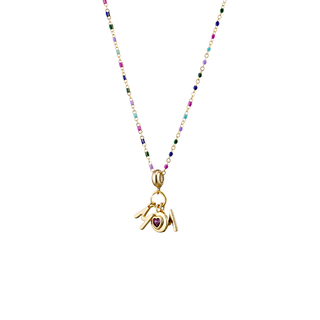 Women's Necklace Pierrot 01L15-01830 Loisir Brass Gold Plated With Rosary, Element  Mom With Ruby Zirconia 