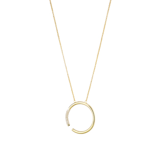 Women's Starstruck Necklace 01L15-01854 Loisir Metallic Gold Plated With Hoop Element And White Glitter 