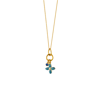 Women's Necklace Princess 01L15-01862 Loisir Brass Gold Plated With Cross And Turquoise Glitter