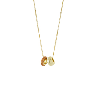 Women's Necklace Candy Festive 01L15-01974 Loisir Made of Gold-Plated Brass With Washers and Brown Glitter