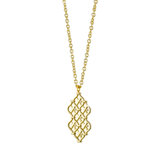 Women's Necklace Desmos Metal Gold Plated Long With Knitted Pattern And White Zircons 01L15-02047-Loisir