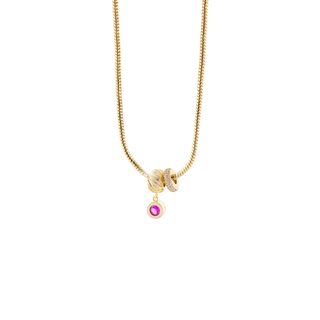 Women's Necklace Harlequin 01L15-02086 Loisir Gold-Plated Metal With Washer With Crystals And Fuchsia Zircons