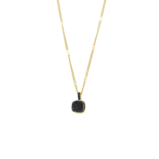 Women's Necklace Candy Festive 01L15-02174 Loisir Made of Gold Plated Brass With Black Glitter and Black Zircons