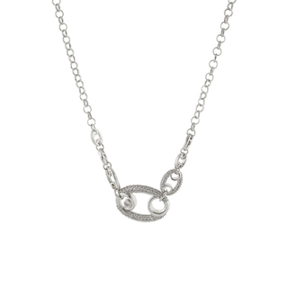 Γυναικείο Κολιέ Links 01L15-02194 LOISIR Μπρούντζος Ασημί  Με Στοιχεία Και Λευκά Ζιργκόνς 