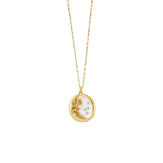 Women's Necklace Karma 01L15-02208 Loisir Brass Metal Gold Plated With Moon Mop Element And White Zircons