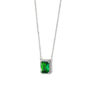 Women's Necklace Kate Gifting  01X01-05369 Oxette Silver With Green And White Zirconia