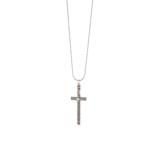 Women's Cross Necklace 4cm Oxette Panorama 01X01-05381 Silver 925 With Chain And White Zircon