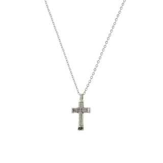 Men's Cross Necklace 01X03-00268 Oxette Steel 318L With Black Zirconia