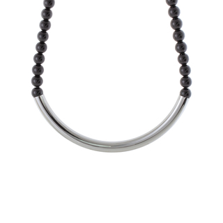 Γυναικειο Κολιέ Volcanic Rock 01X03-00295 Oxette Ατσάλινο Με Μαύρες Πέτρες Και Στοιχείο