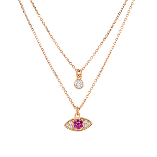 Women's Eye Necklace 01X05-03102 Oxette Silver 925 Pink Gold Plated