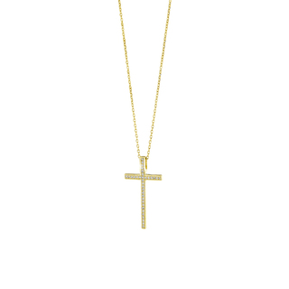 Women's Necklace Gifting Symbols 01X05-03491 Oxette Silver Plated With White Zircon Cross
