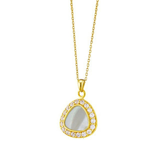 Women's Necklace Antoinette 01X05-03510 Oxette Silver Plated With White Zircons And White Mop