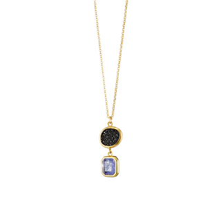 Women's Necklace Sunset Bis 01X05-03658 Oxette Silver Gold Plated With Crystal Nuggets 1.2 cm And Purple Crystal