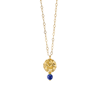 Women's Necklace Earth 01X05-03716 Oxette Silver Gold Plated With Round Element And Blue Stone