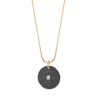 Women's Necklace Natrix 01X15-00250 Oxette Bronze Gold Plated / Black (Oxidized) With White Zircons 3 Cm