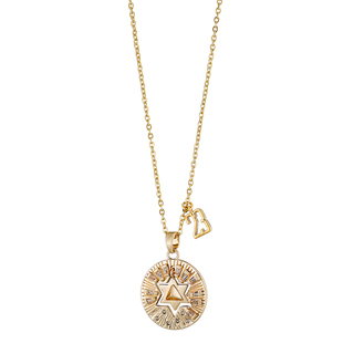 Women's Necklace Lucky Charm Oxette 01X15-00291 Brass Gold Plated With Star And White Crystals 1.9 cm