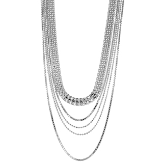 Women's Necklace Alliace 01X15-00301 Oxette Five Chains Brass Platinum Plated