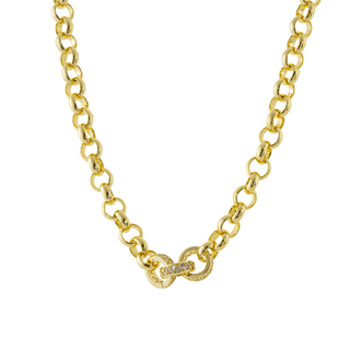 Women's Oxette 01X15-00372 Twist Necklace Metal Gold-Plated Chain With White Zircons