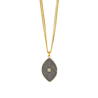 Women's Necklace Natrix  01X15-00392 Oxette Bronze Gold Plated / Black (Oxidized) Double Chain With Eye And White Zircon