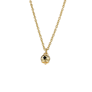 Women's Lucky Charm Necklace 01X15-00551 Oxette Gold Plated Brass Long With Black Enamel And White Zircons