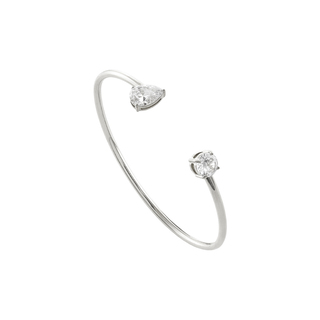 Γυναικείο Cuff Βραχιόλι Happy Hearts 02J03-00035 Loisir Ατσάλινο Με Δύο Λευκά Ζιργκόνς