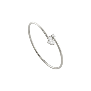 Women's Cuff Bracelet Happy Hearts 02J03-00041 Loisir Steel With Teardrops Made of White Zircons