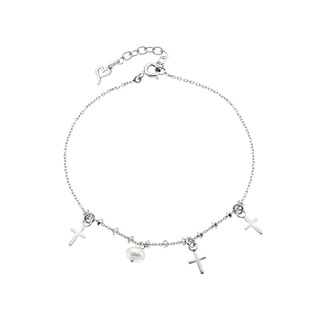 Women's Loisir 02L01-03442 Cosmic Bracelet Silver With Cross And Pearl 